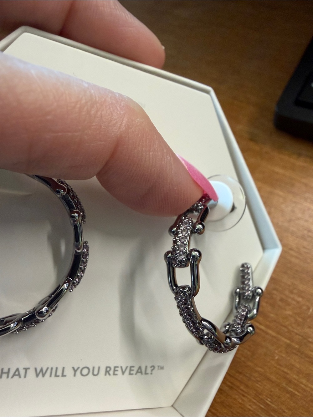 Sparkling Dark Rubellite Crystal Link Hoop Earrings - Women's Jewelry